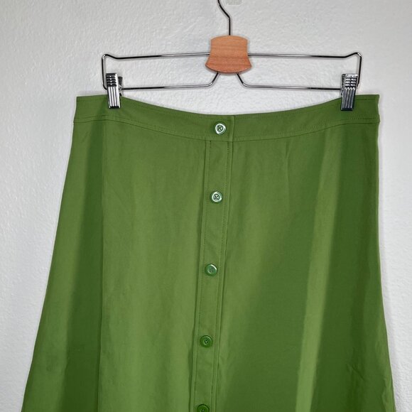 Everlane Womens Go Weave Avocado Green Button-Front A-Line Skirt Size 14 - Picture 5 of 10